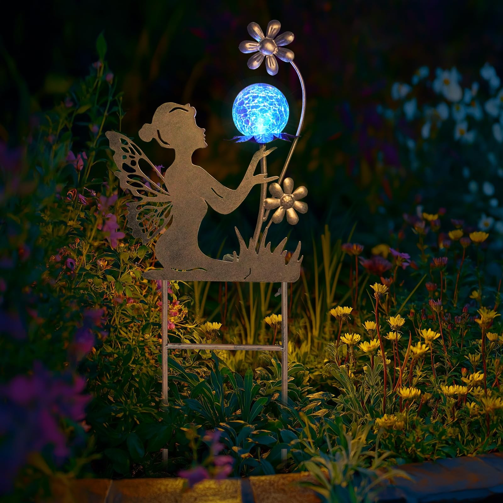 HONGLAND Solar Lights Fairy Garden Decor for Outside,Fairy Figurine Decorativ…