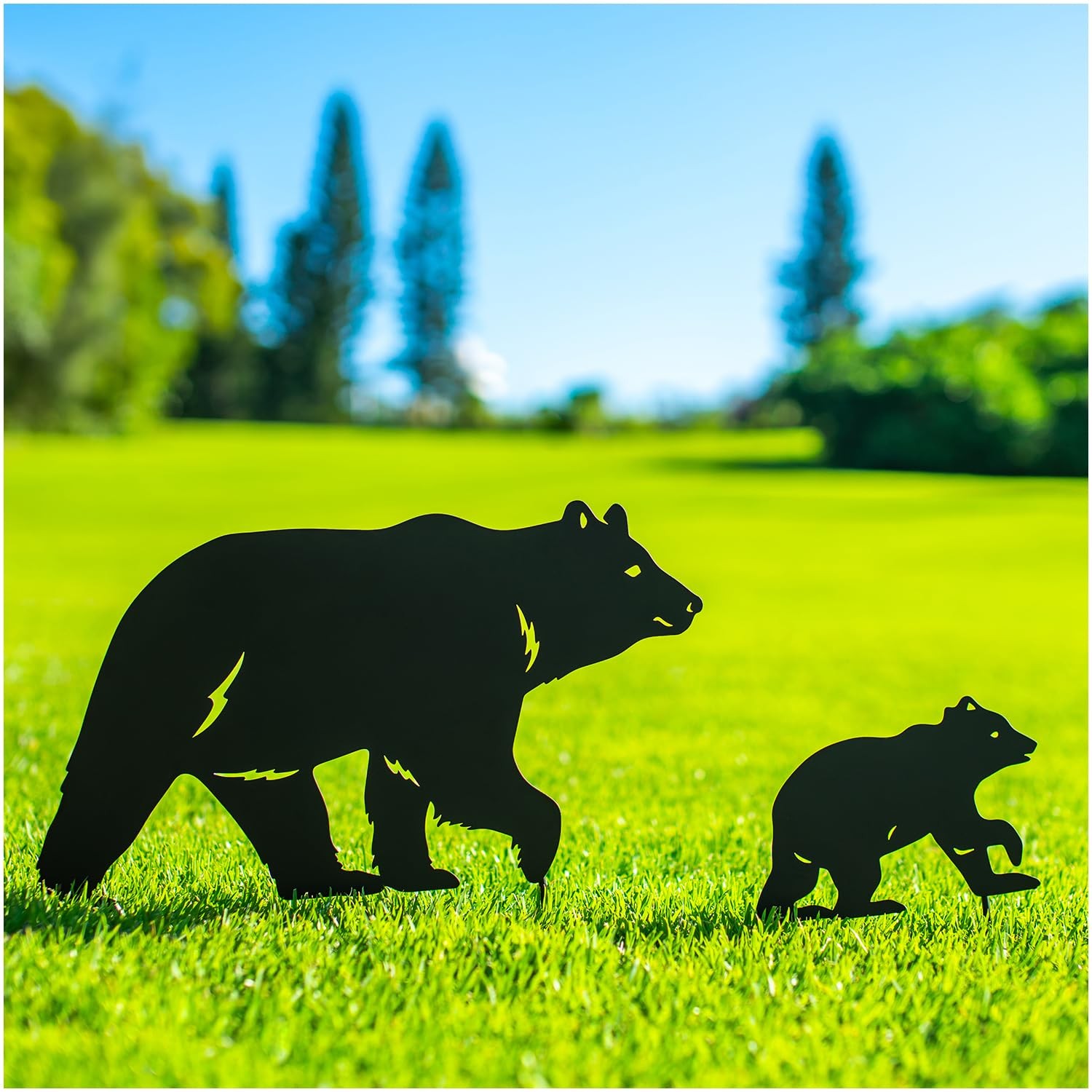 Bear Garden Stakes – Black Bear Silhouette Yard Art for Outdoor Decor