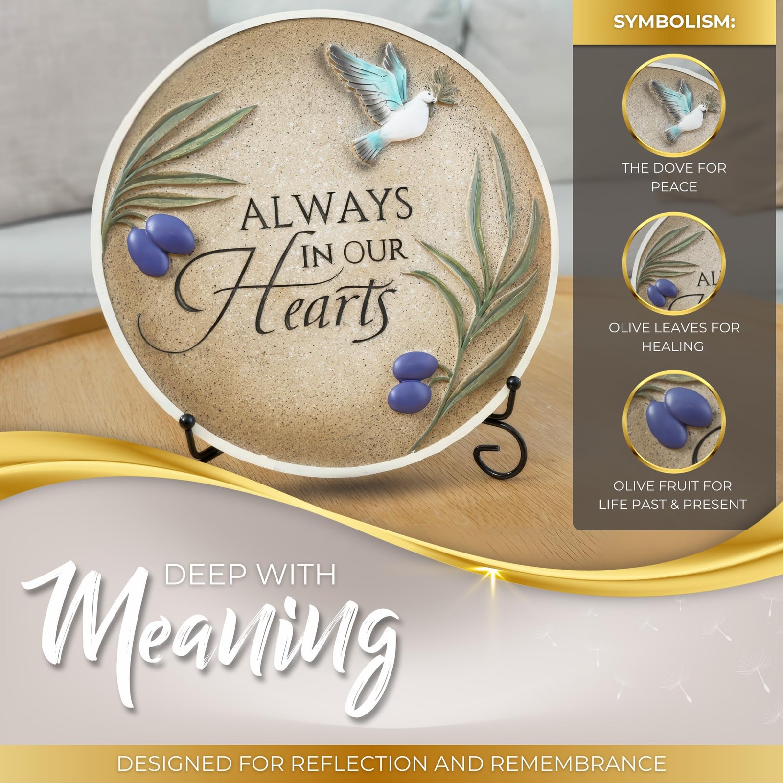 Stunning Garden Memorial Stone with Stand & Sympathy Card (10″) – Artist Desi…