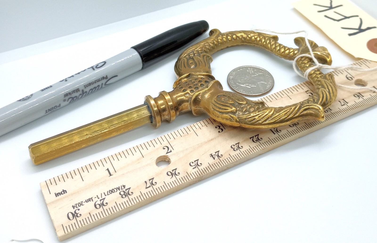 Ornate Brass Casket Key / Coffin Key