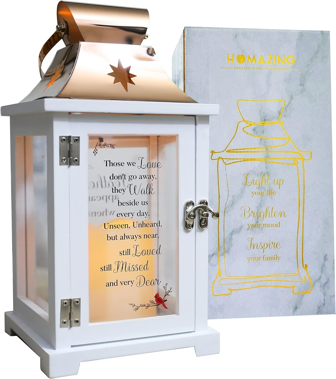 Large Cardinal Memorial Lantern – Sympathy Funeral Gifts – 12.6″ – Remembrance