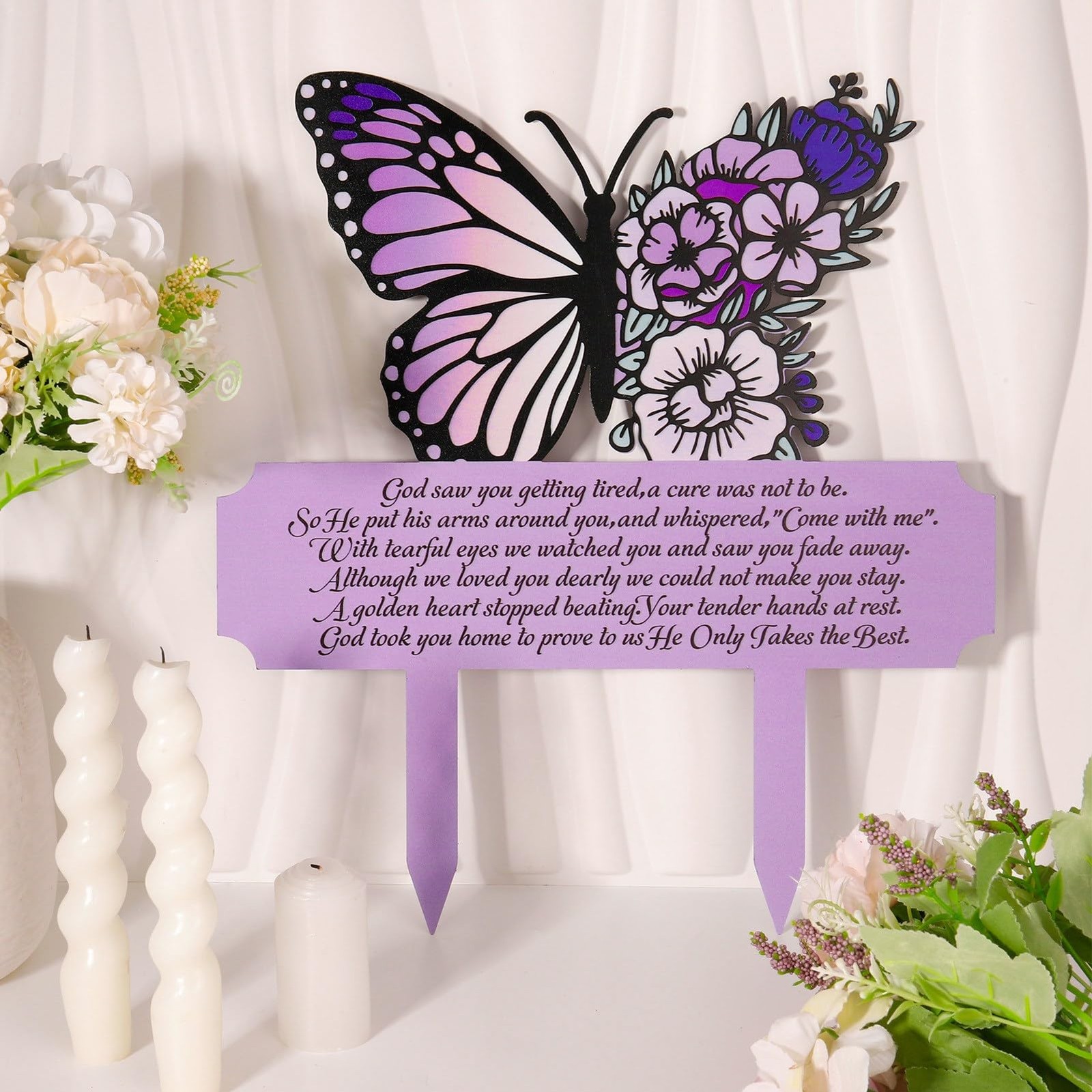 Guiqulai Memorial Stakes Grave Decorations for Cemetery, Butterfly Memorial G…