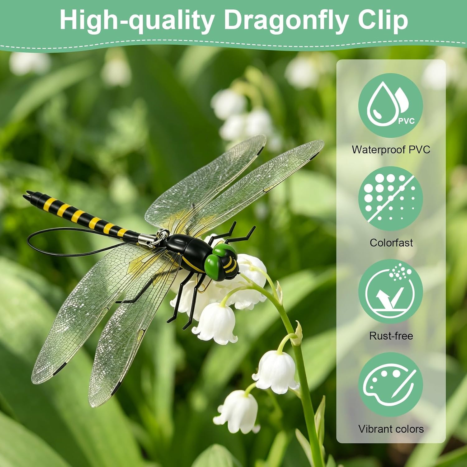 Dragon Fly Clips, 12 PCS Lifelike Fake Dragonflies 3D Artificial Dragonfly Garde