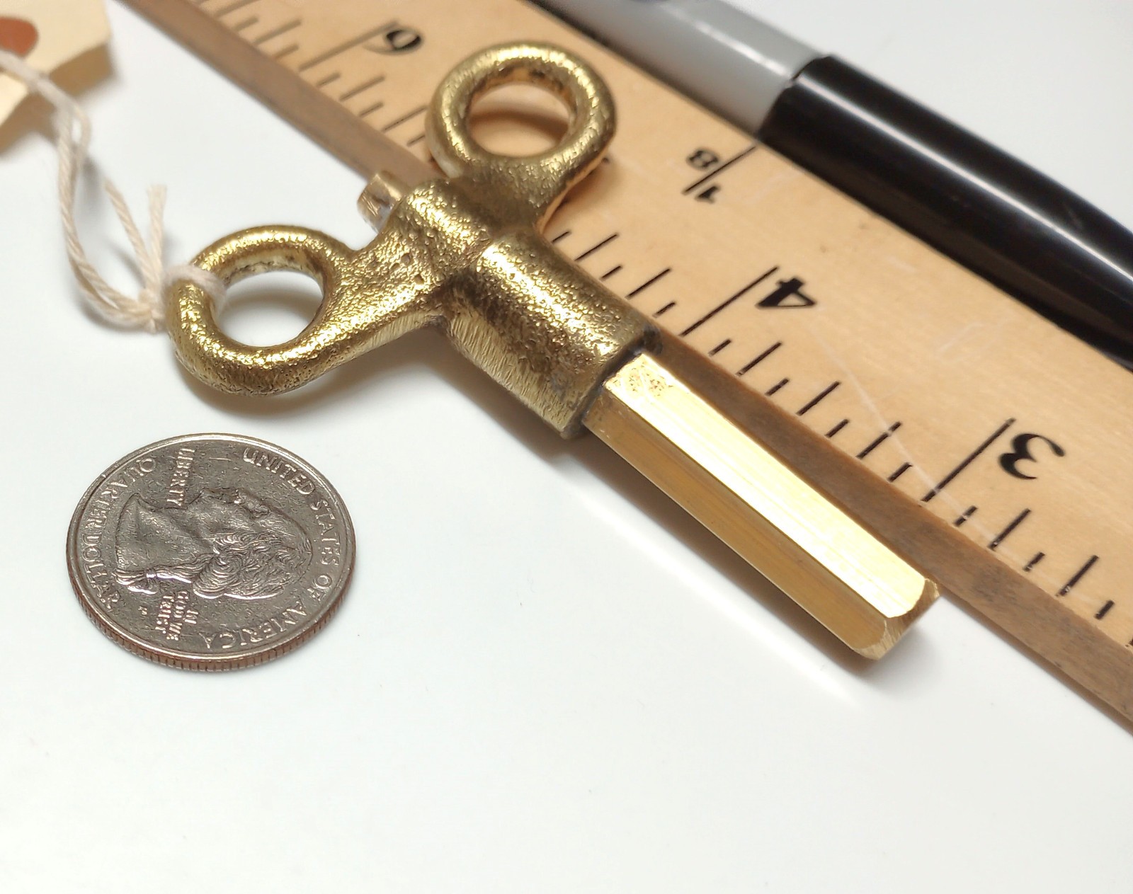 Yellow Brass Pocket Casket Key / Coffin Key