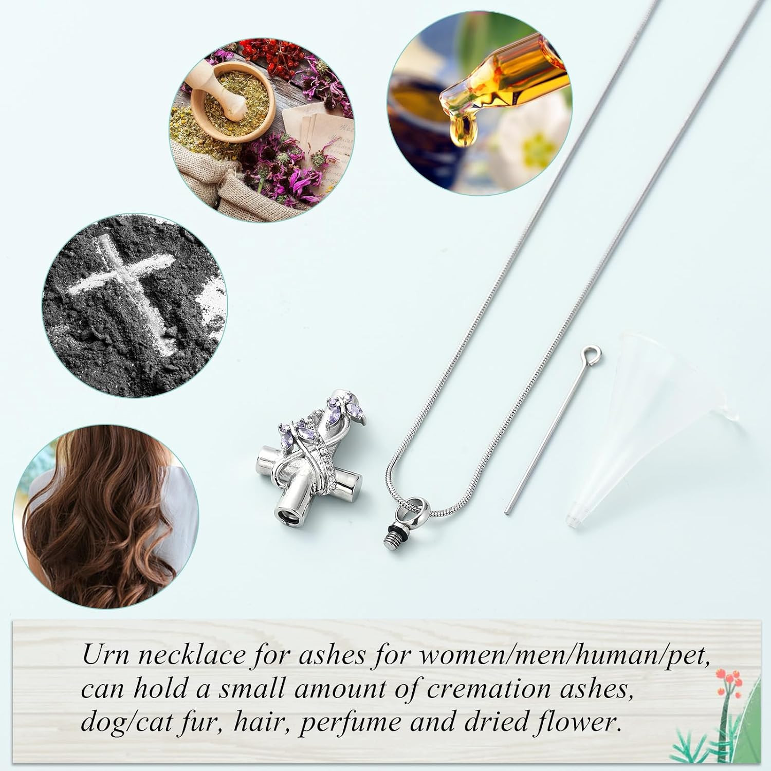 Butterfly Cross Urn Necklace for Ashes Men Women Cremation Jewelry Ashes Pendant