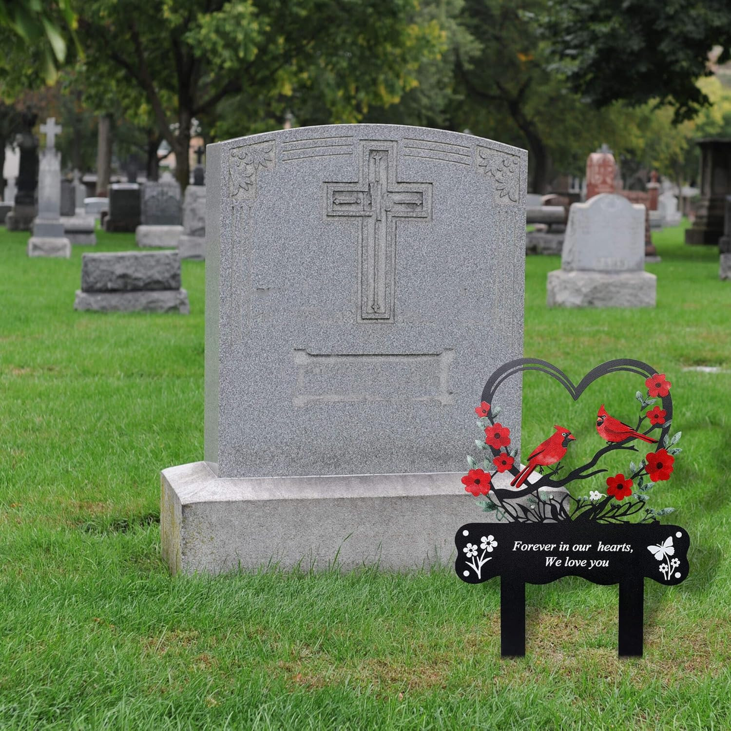 Cemetery Decorations for Grave Memorial Plaque Stake Grave Marker Cardinals Gard