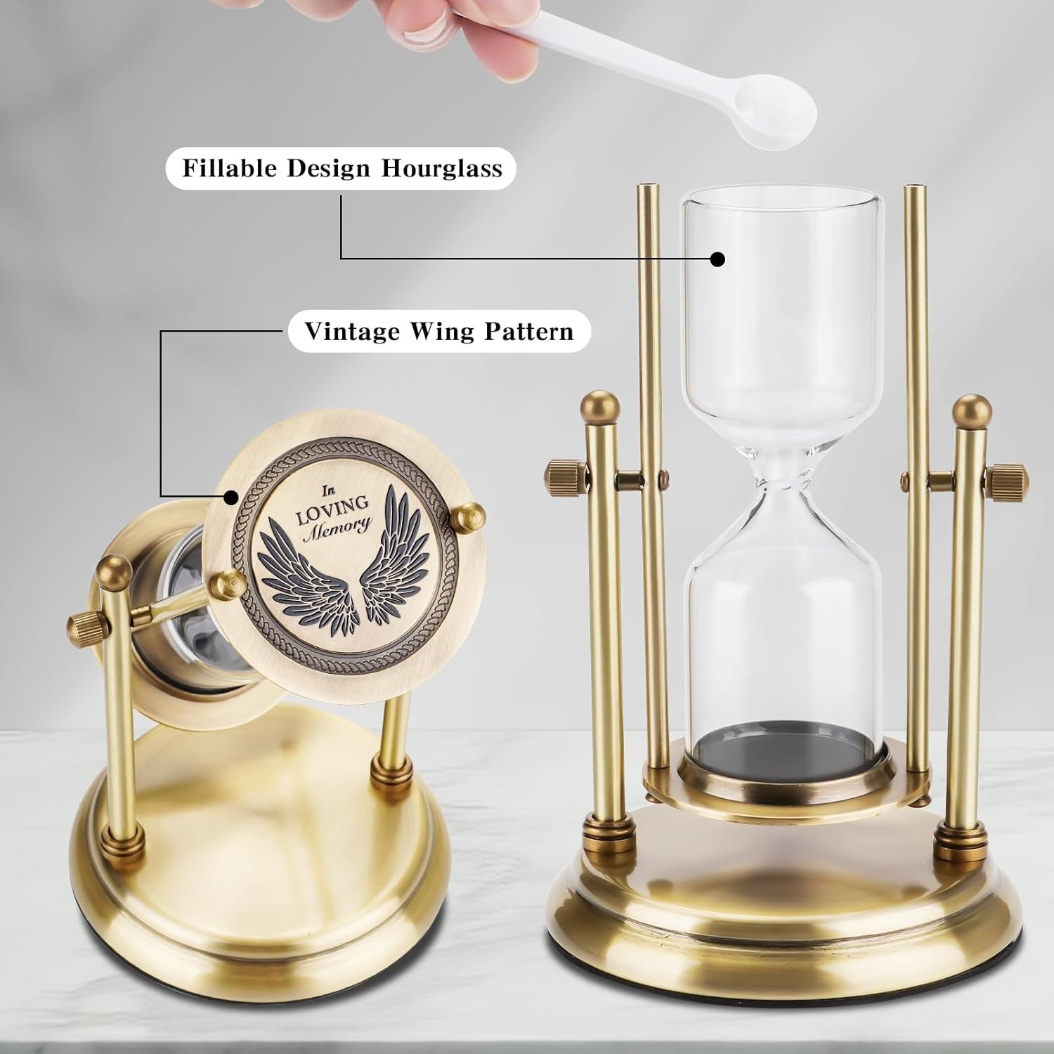 Rotating Hourglass Medium Urn for Ashes Urn for Ashes for Men Women Cremation Ur