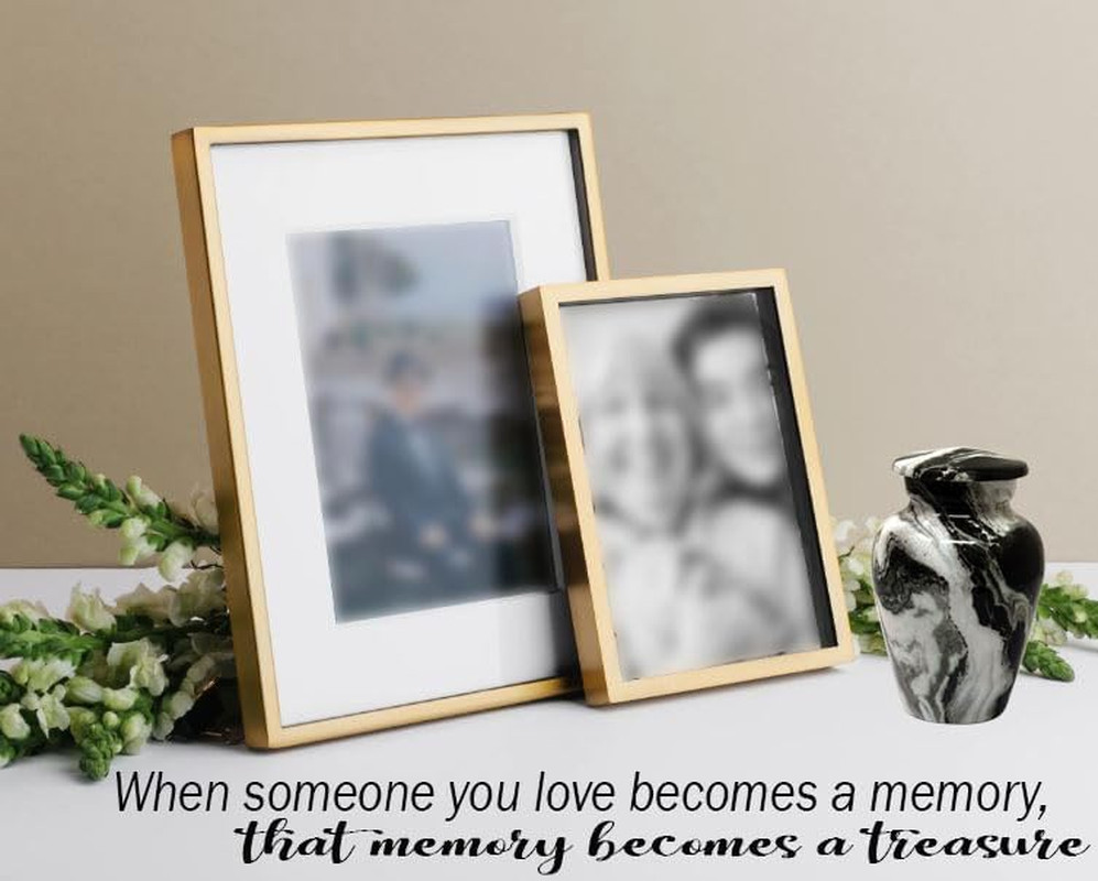 Marble Finish Keepsake Sharing Urn – Mini Metal Cremation Urn for Human or Pet A