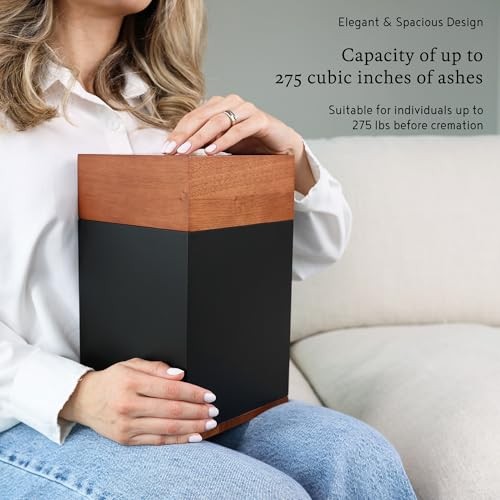 Wood Cremation Urn for Ashes, Large 250 Cubic Inches, Adult