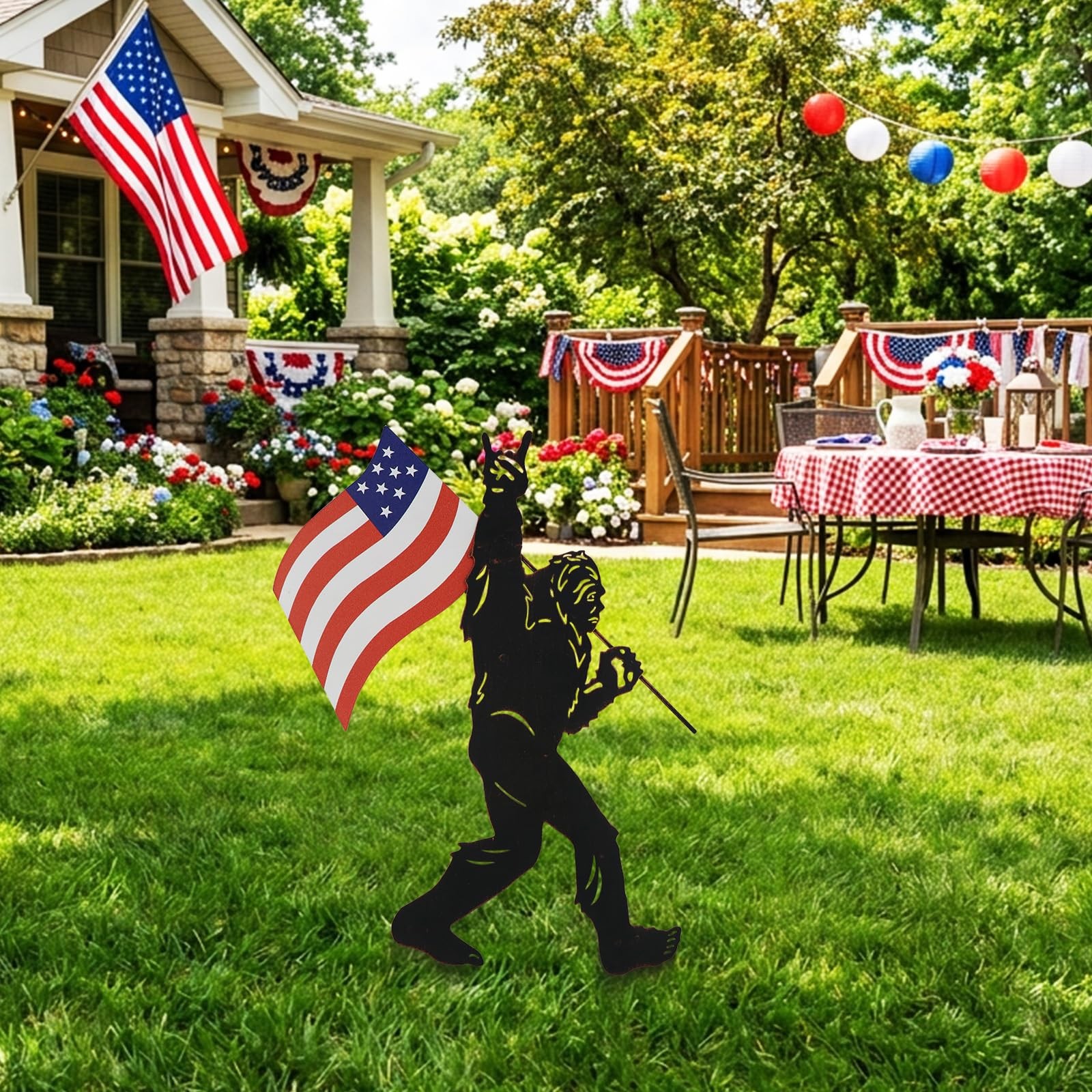 Bigfoot Yard Decor Metal Patriotic Garden Stakes,Dad Gifts for Fathers Day,4t…