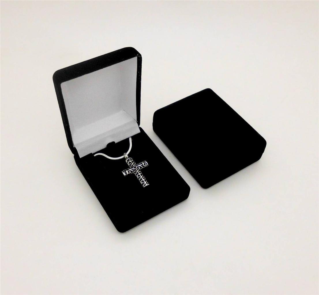 Black & Silver Celtic Keepsake Memorial Cross Cremation Funeral Urn Pendant NIB