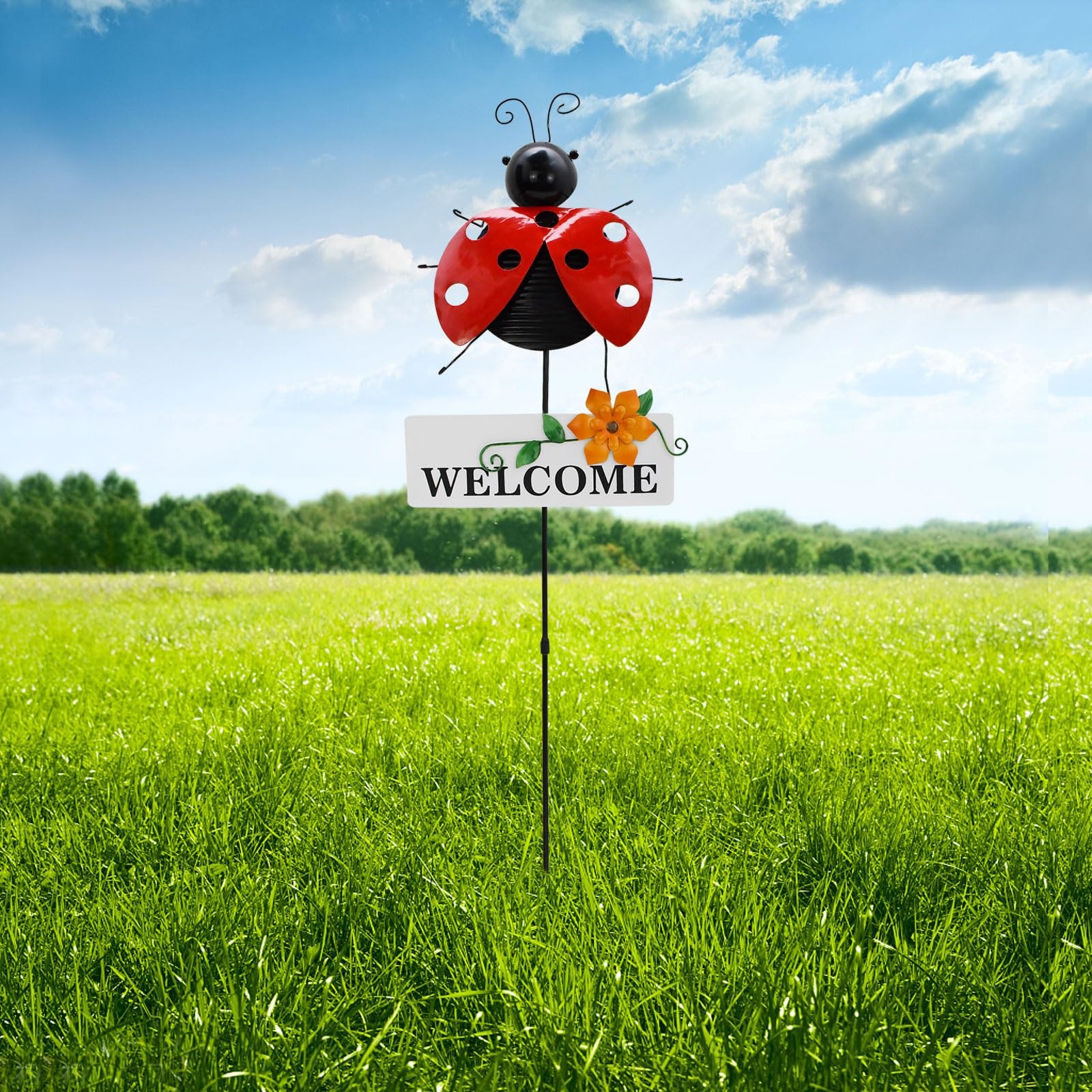 Garden Decor Metal Welcome Yard Stakes Spring Lawn Art Patio Decorative Plant…