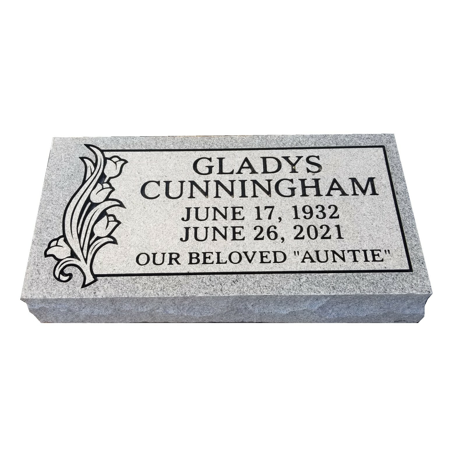 Cemetery flat marker 24x12x4″ includes engraving