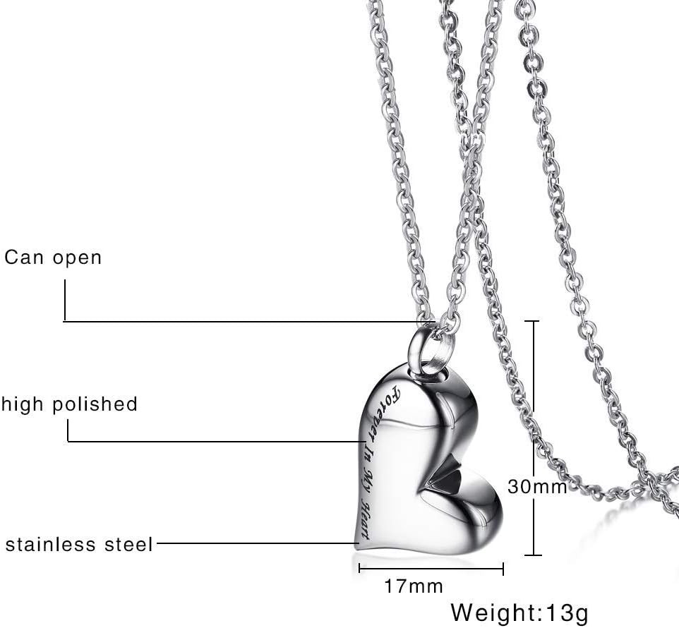 Heart Urn Necklace for Ashes – Memorial Cremation Jewelry for Ashes,Forever in M