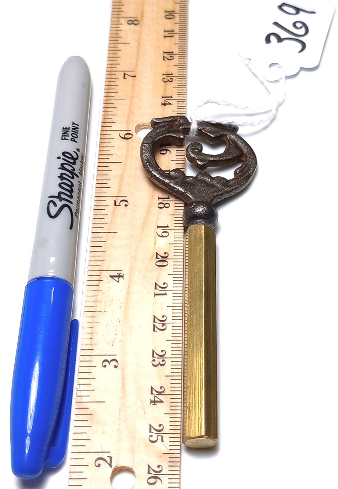 Cast Iron and Brass Skeleton Coffin Key / Casket Key