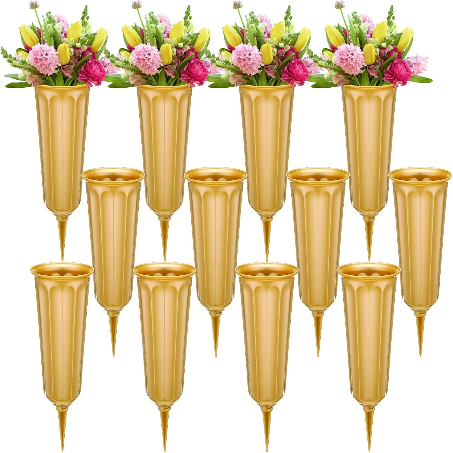 12 Pcs Plastic Cemetery Vases with Spikes Memorial Flower Vase Cemetery Grave…
