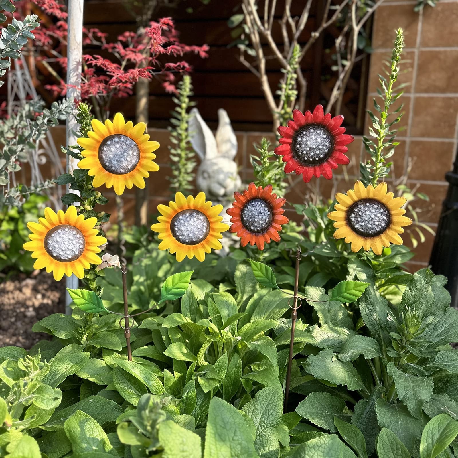 “2 Pack Metal Sunflower Garden Stakes – 29.5 Inch Decorative Yard Art”