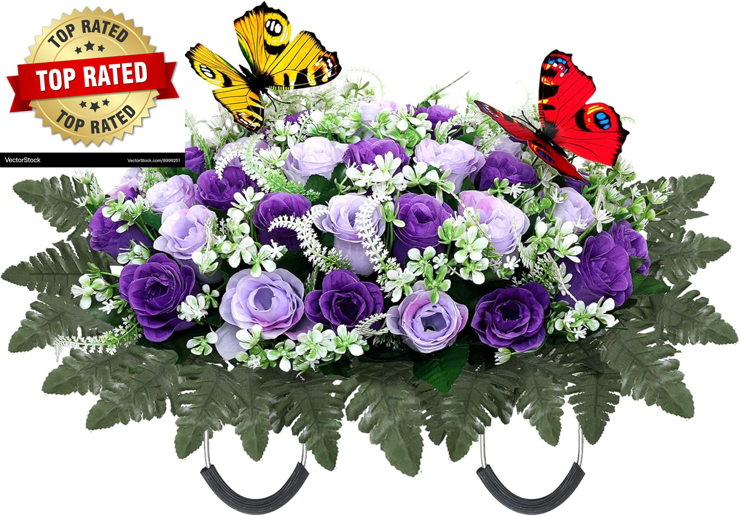 Artificial Cemetery Flowers for Grave Large Headstone Flower Saddle Realistic Gr