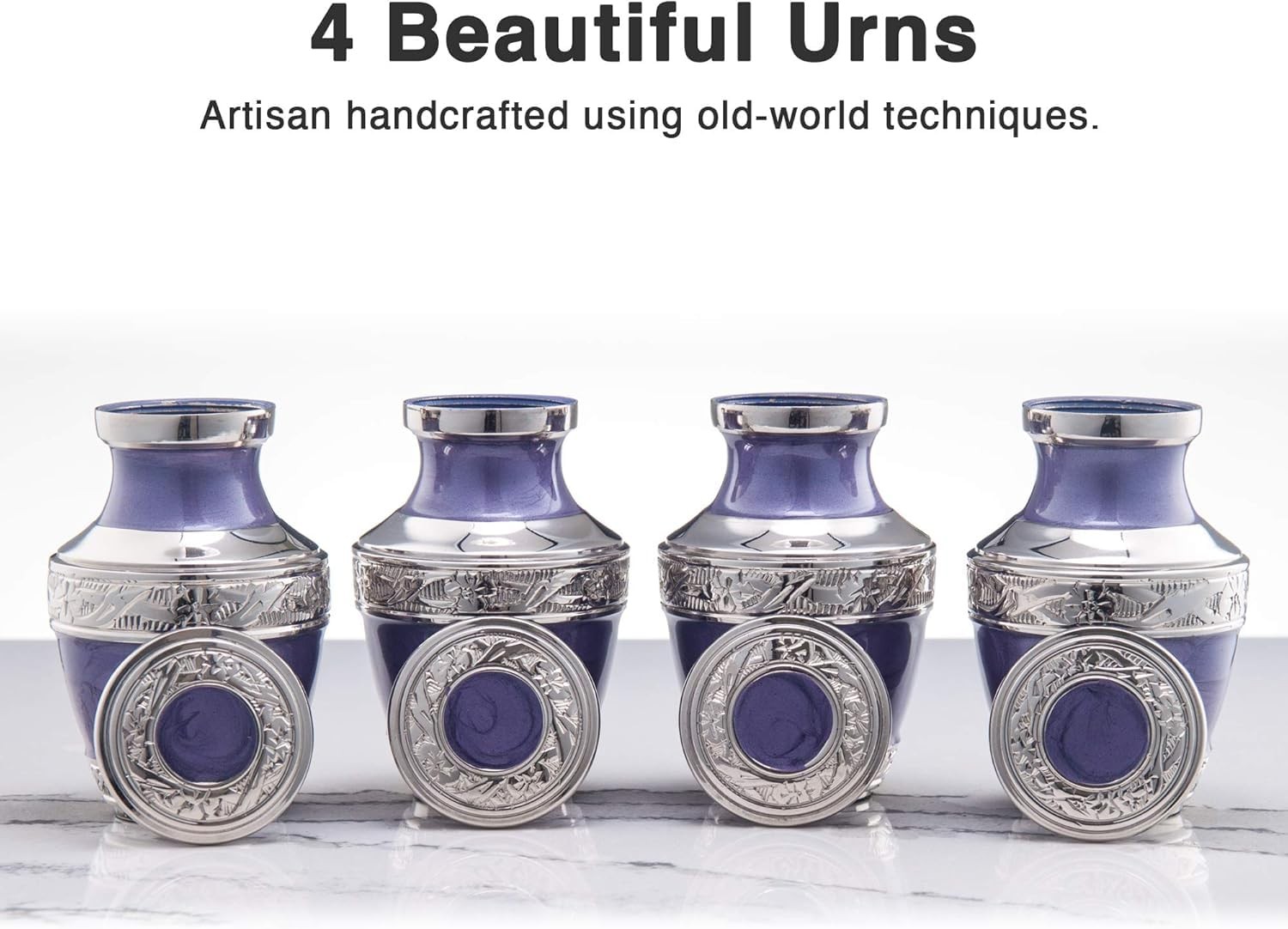 BOLD & DIVINE Small Silver Linings Purple Keepsake Urns for Human Ashes Handc…