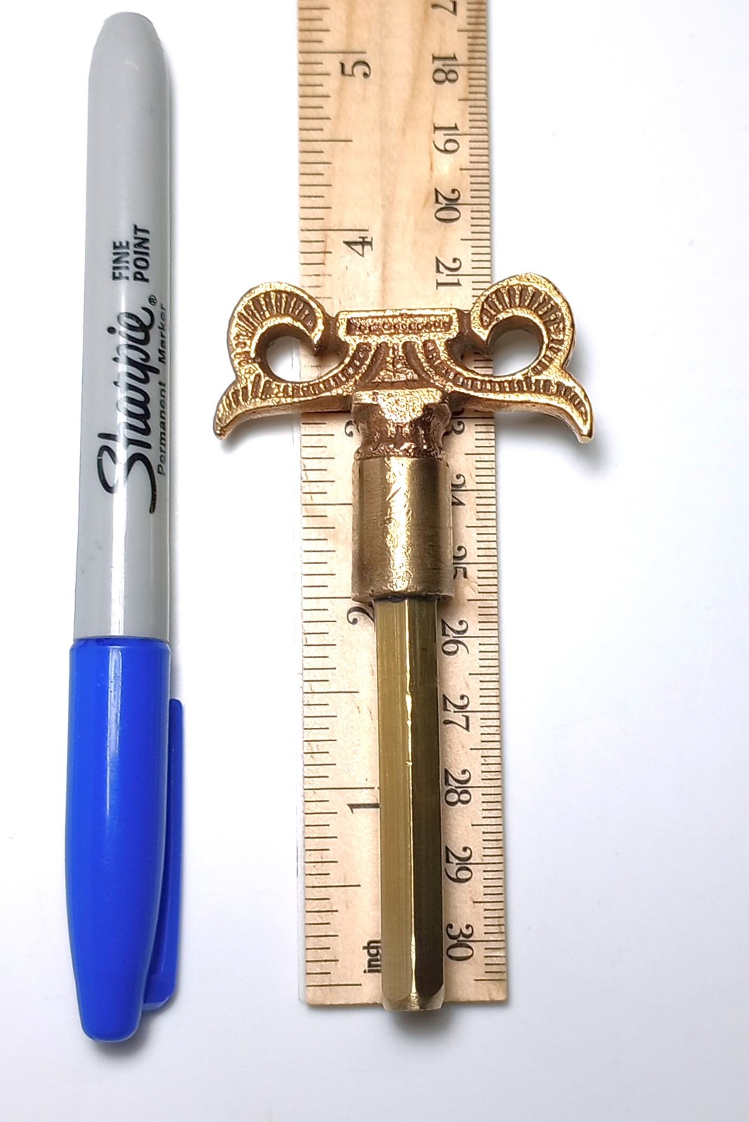 Fancy Brass Pocket Casket Key / Coffin Key