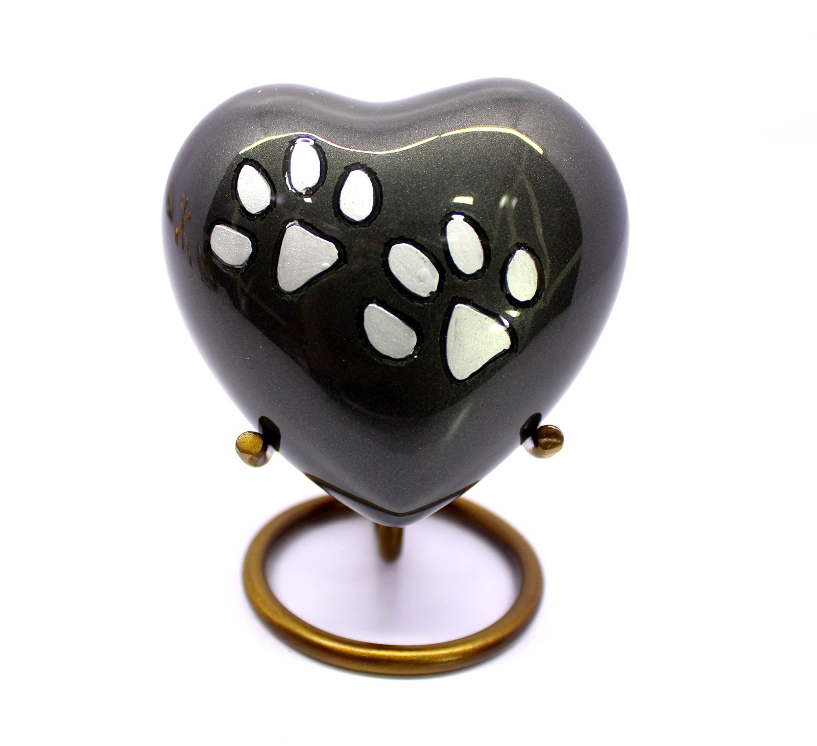 Brass Mini Cremation Urn Heart-Shaped Keepsake Memorial Jar Pot Container | S…