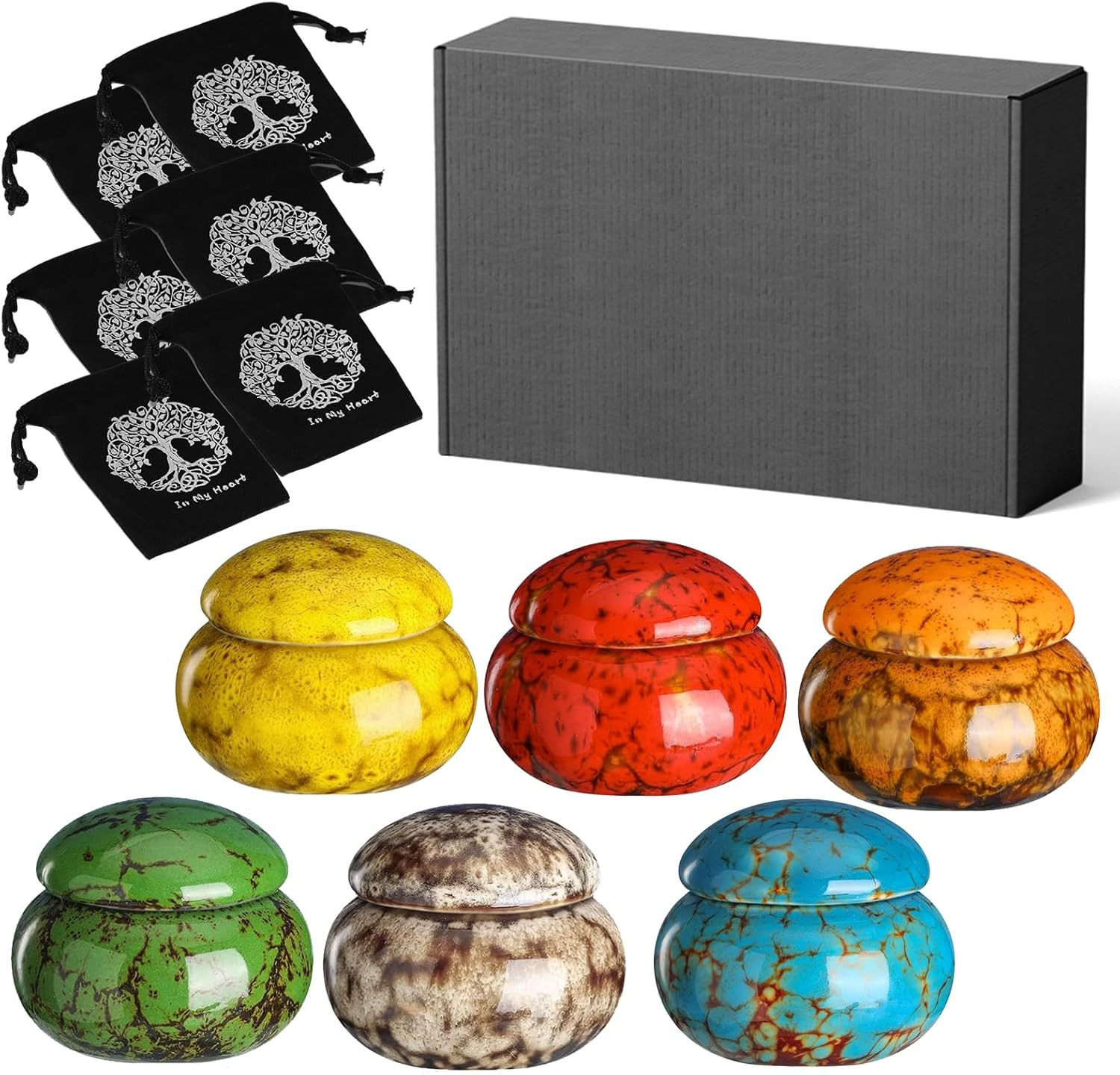 Small Urns for Human Ashes Keepsake Set of 6, 1.6” Cremation Keepsakes Urns for