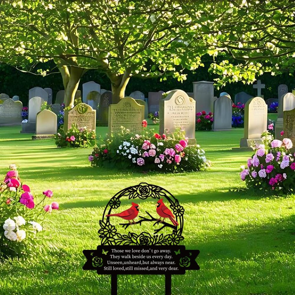 Cardinal Grave Marker Cemetery Decorations for Grave Metal Memorial Graves St…