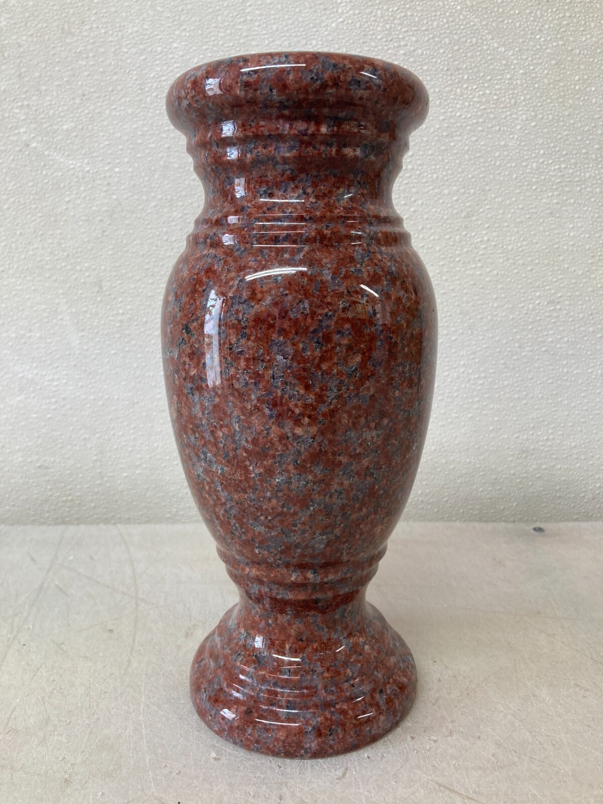 Turned Granite Memorial Vase Polished 4.5″ x 10″ India Red
