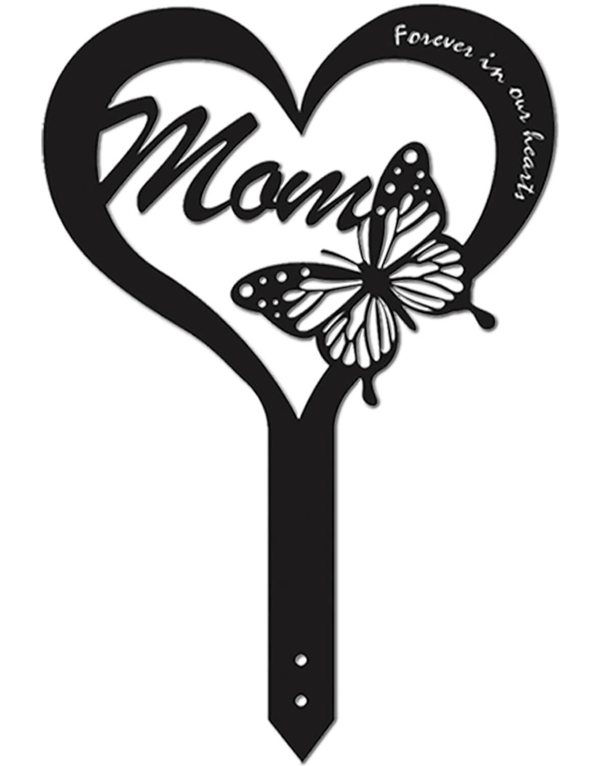 Durable Metal Grave Markers with Heart & Butterfly Outdoor Memorial