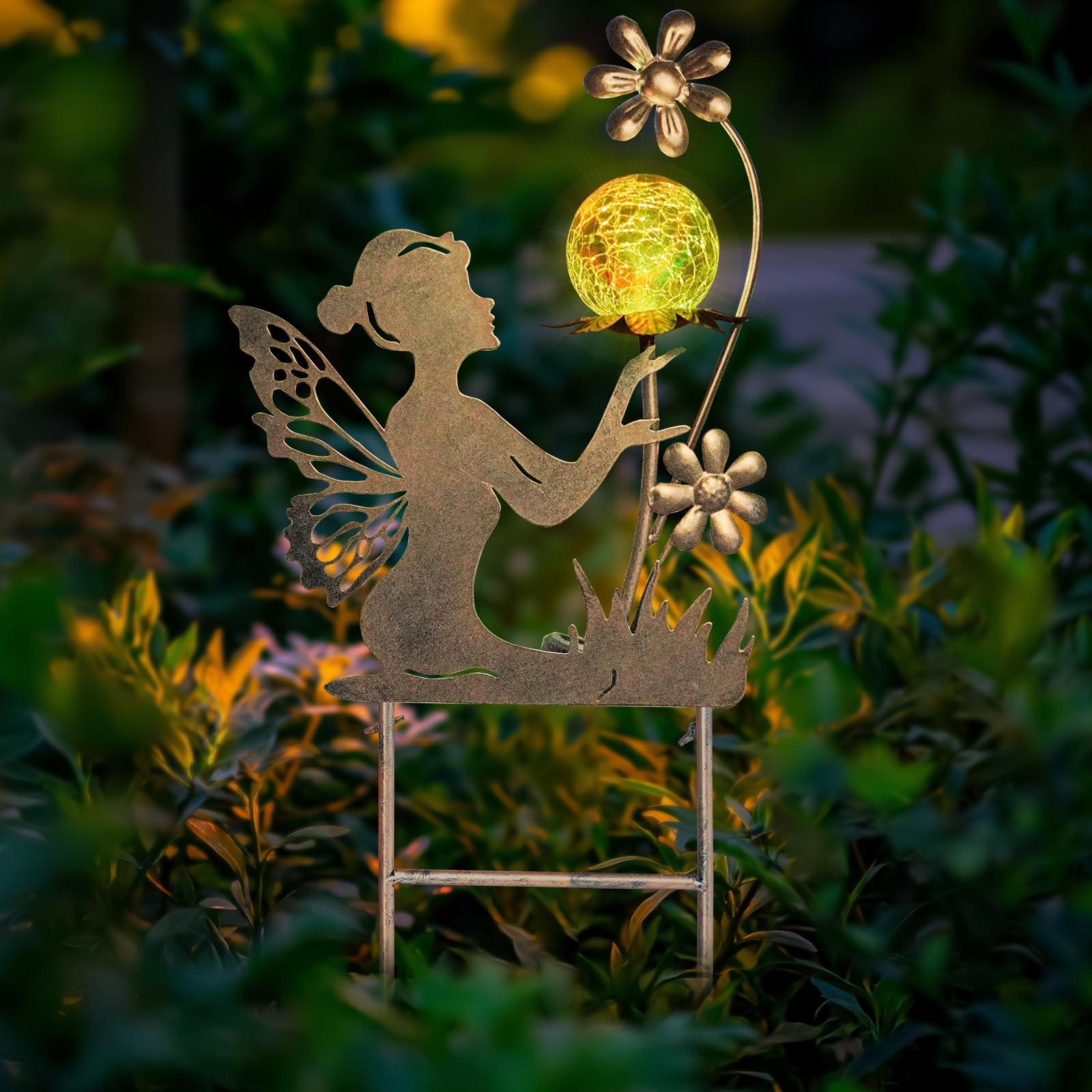 HONGLAND Solar Lights Fairy Garden Decor for Outside,Fairy Figurine Decorativ…
