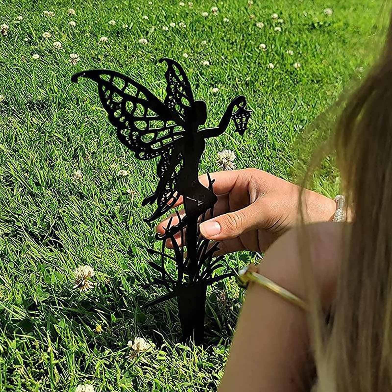 Metal Fairy Garden Stakes 3 Piece Set Flower Decorations Yard Lawn Outdoor Art