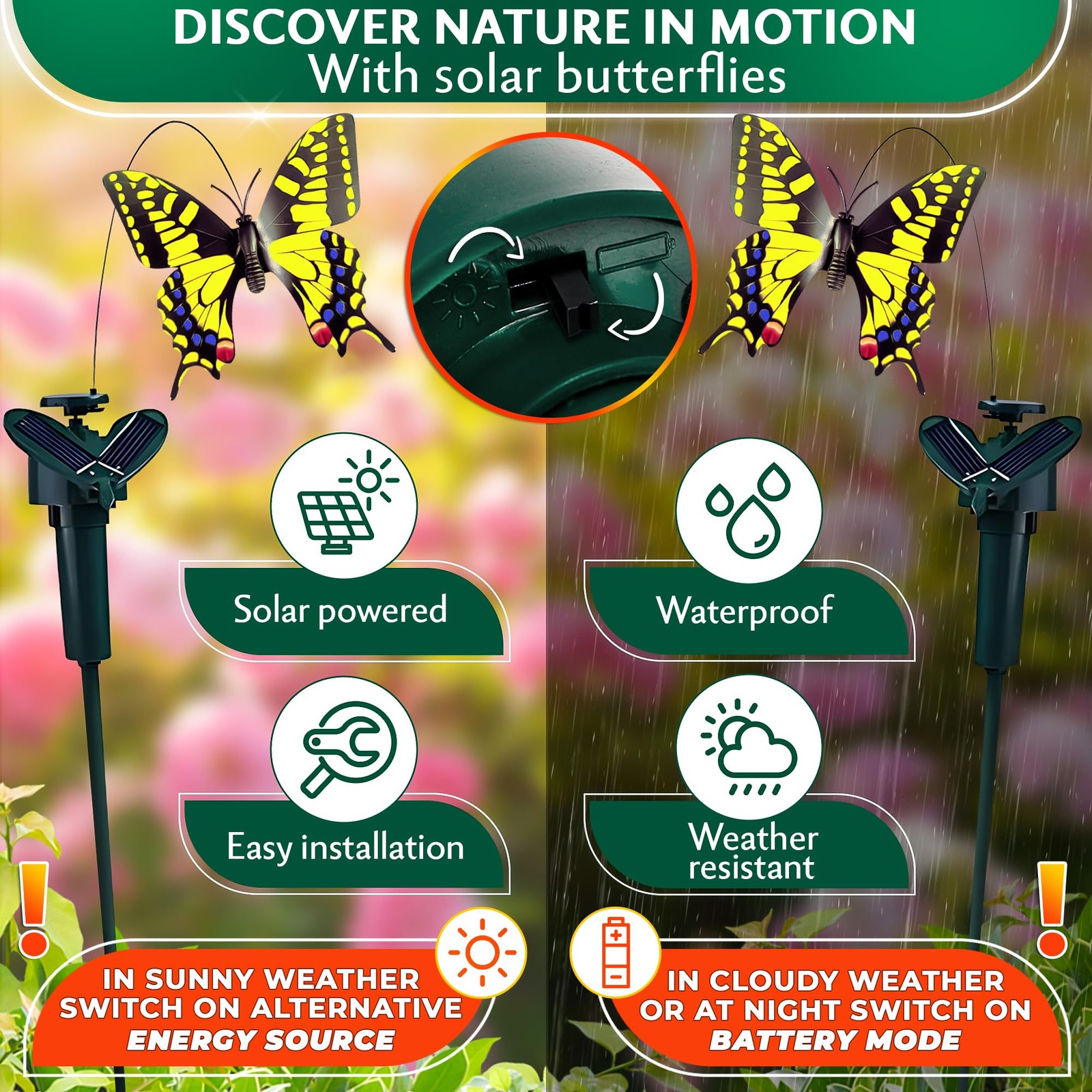 3 Pcs Butterfly Garden Stakes that Move Like Real Butterflies – Colorful Flyi…