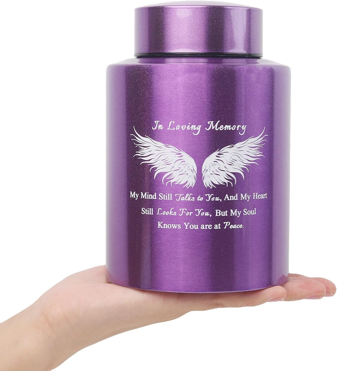 6 Inch Stainless Steel Purple Wing Keepsake Urn for Human Ashes – Small Size, Ho