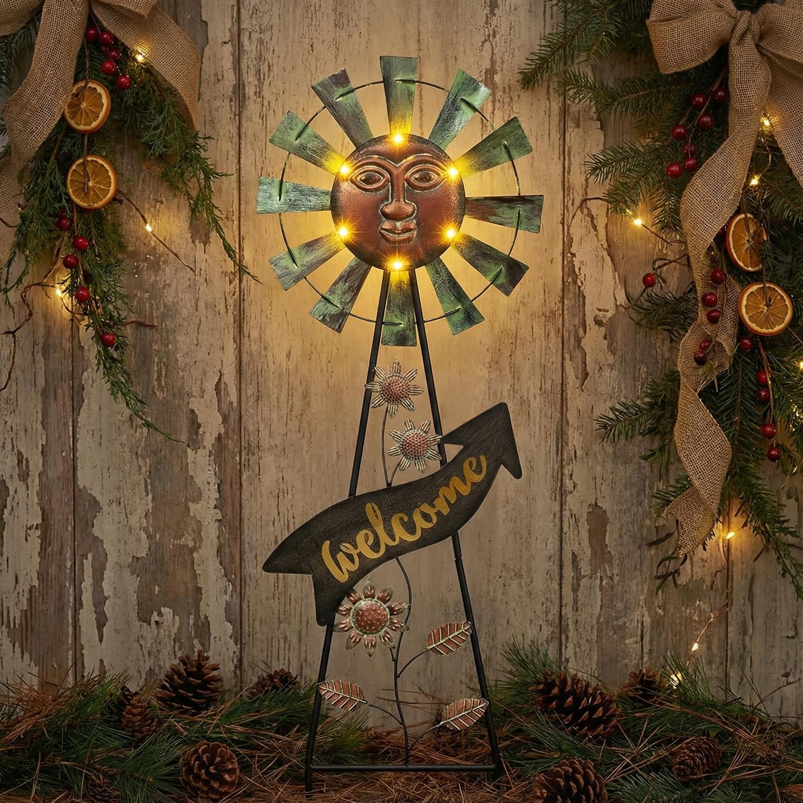TERESA’S COLLECTIONS Garden Decor with Solar Outdoor Lights, Wind Spinner Yar…