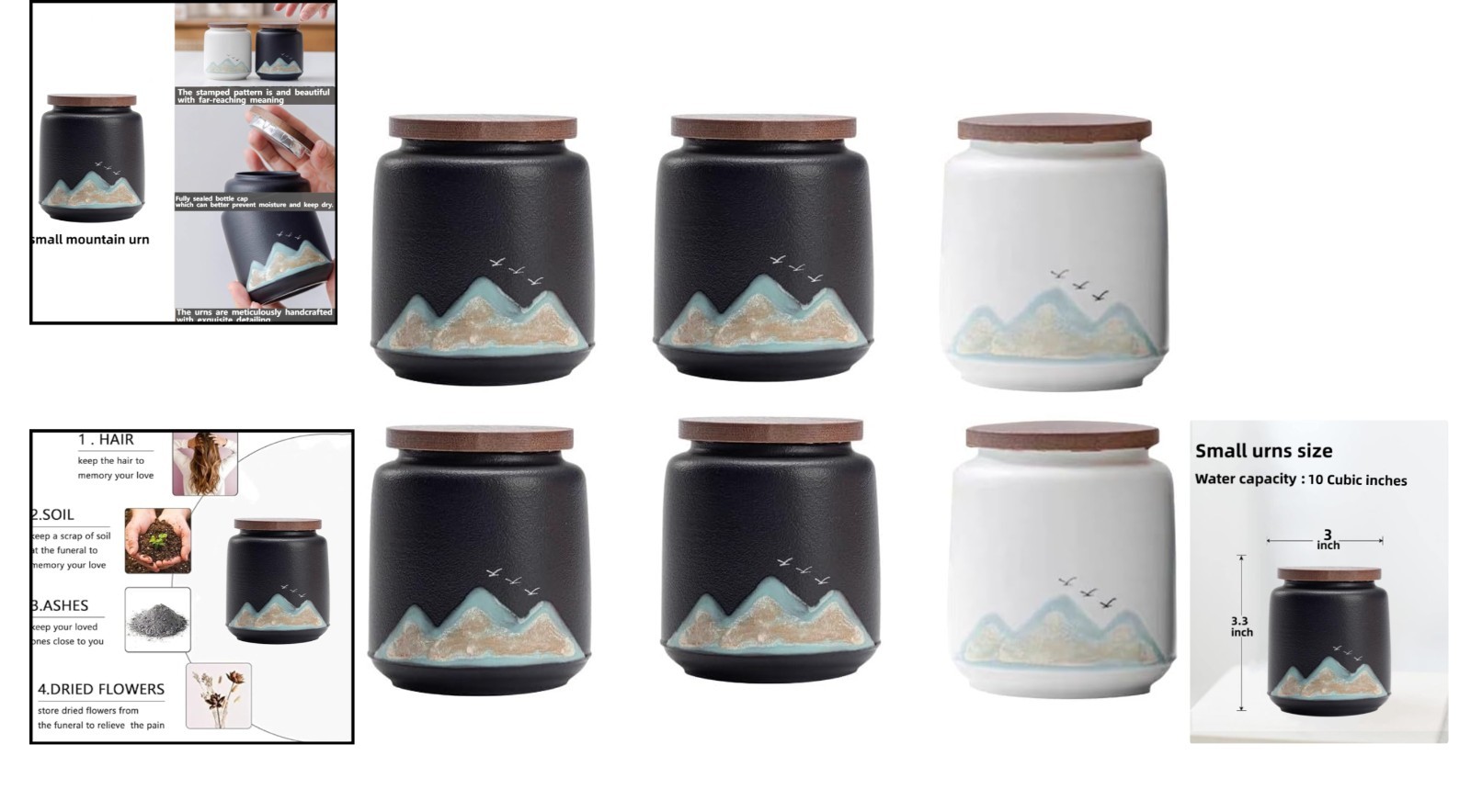 3.3-Inch Decorative Keepsake Urns – 6-Piece Sharing Set for Loved Ones