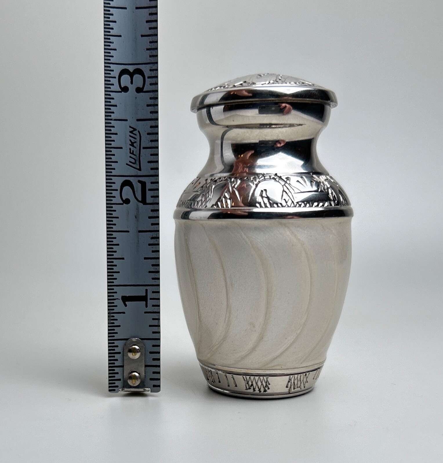 Mini Keepsake Token Urn For Sharing Ashes Mother Of Pearl and Silver Memorial