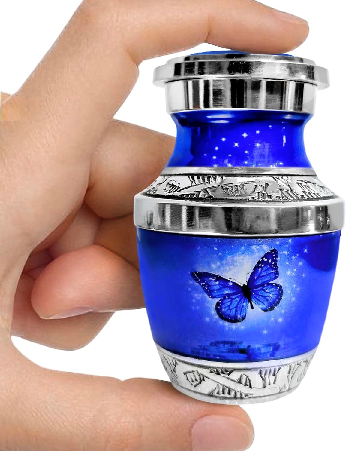 Small Keepsake Cremation Urns for Human Ashes – Dark Blue Butterfly