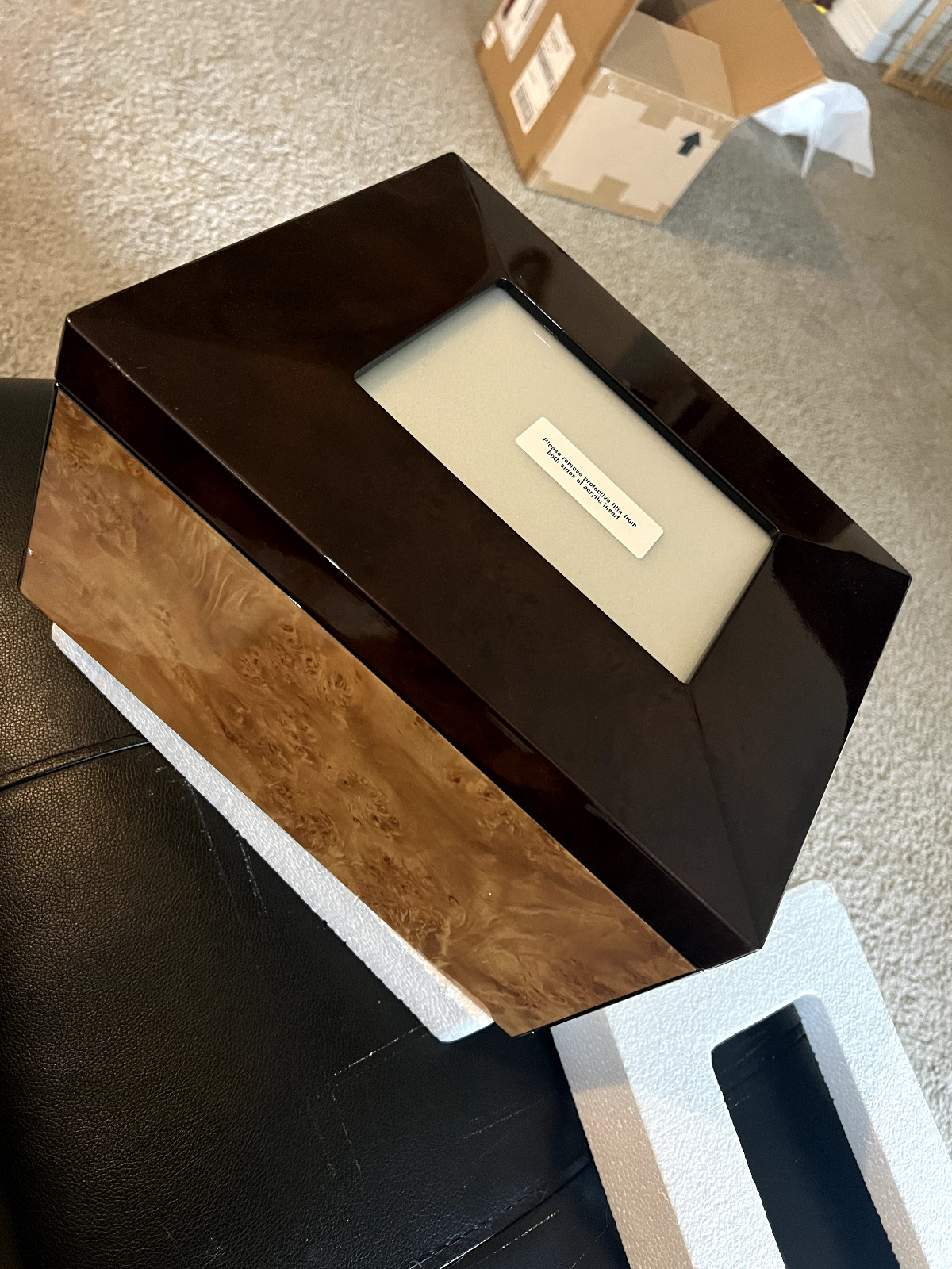 New Burlwood Cremation Box / Memorial Urn Kit with Brand New Biodegradable Urn