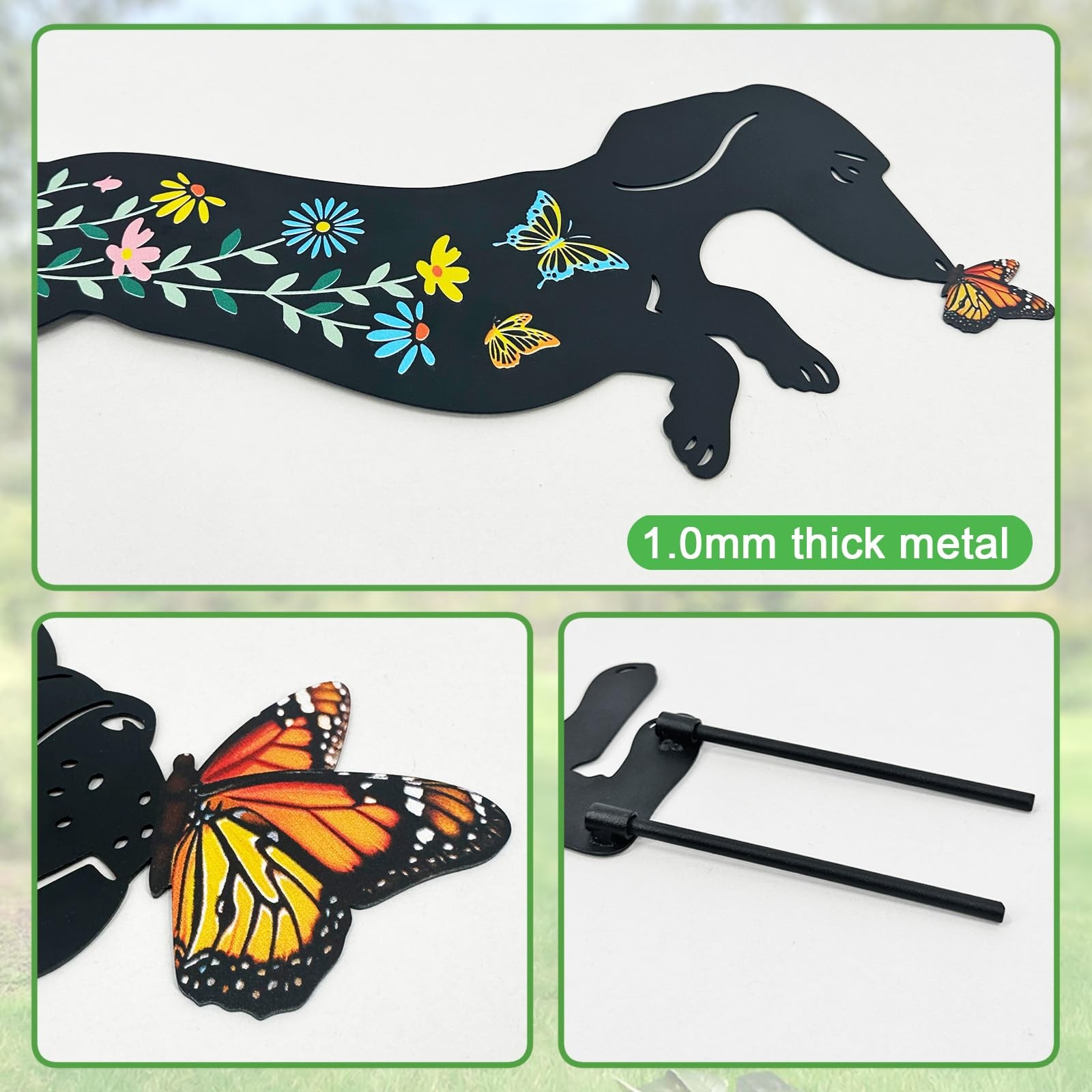 Dachshund Garden Stakes 2 Pack Outdoor Dog Decor for Lawn and Pathway