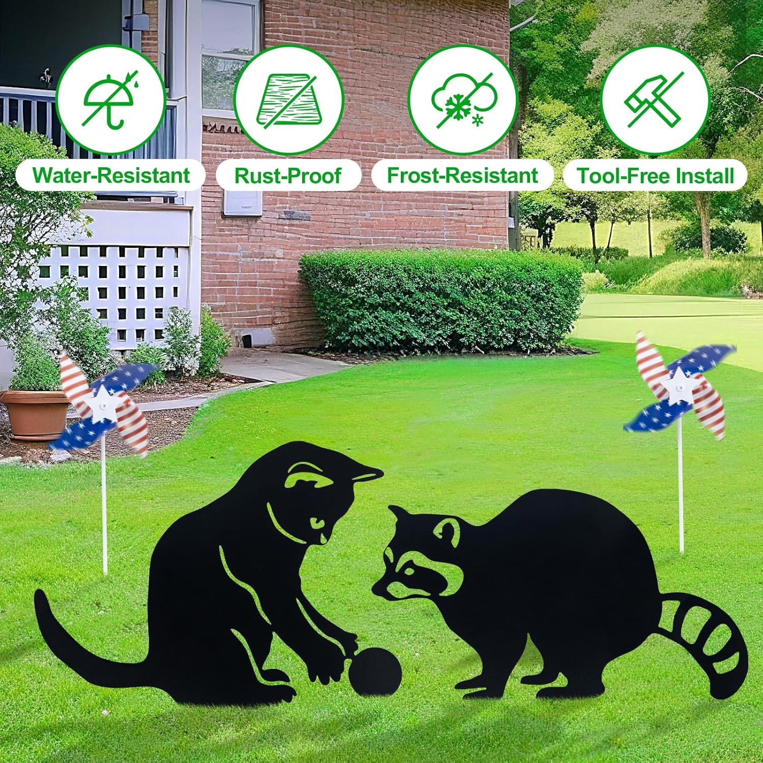Decorative Garden Stakes, Animal Silhouette Set of 2-12 Inch Rust-Resistant Meta