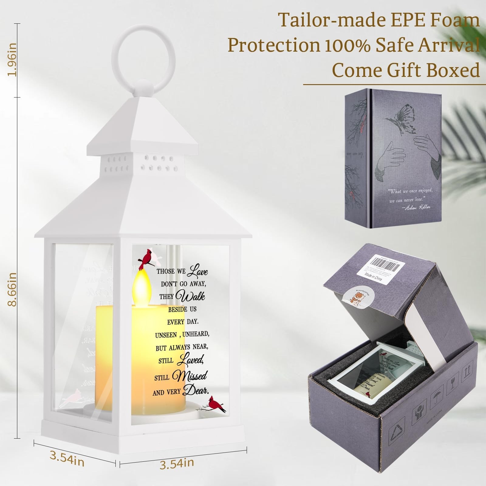 Sympathy Gifts for Loss, Memorial Lantern with Card, Bereavement Candle Light, R
