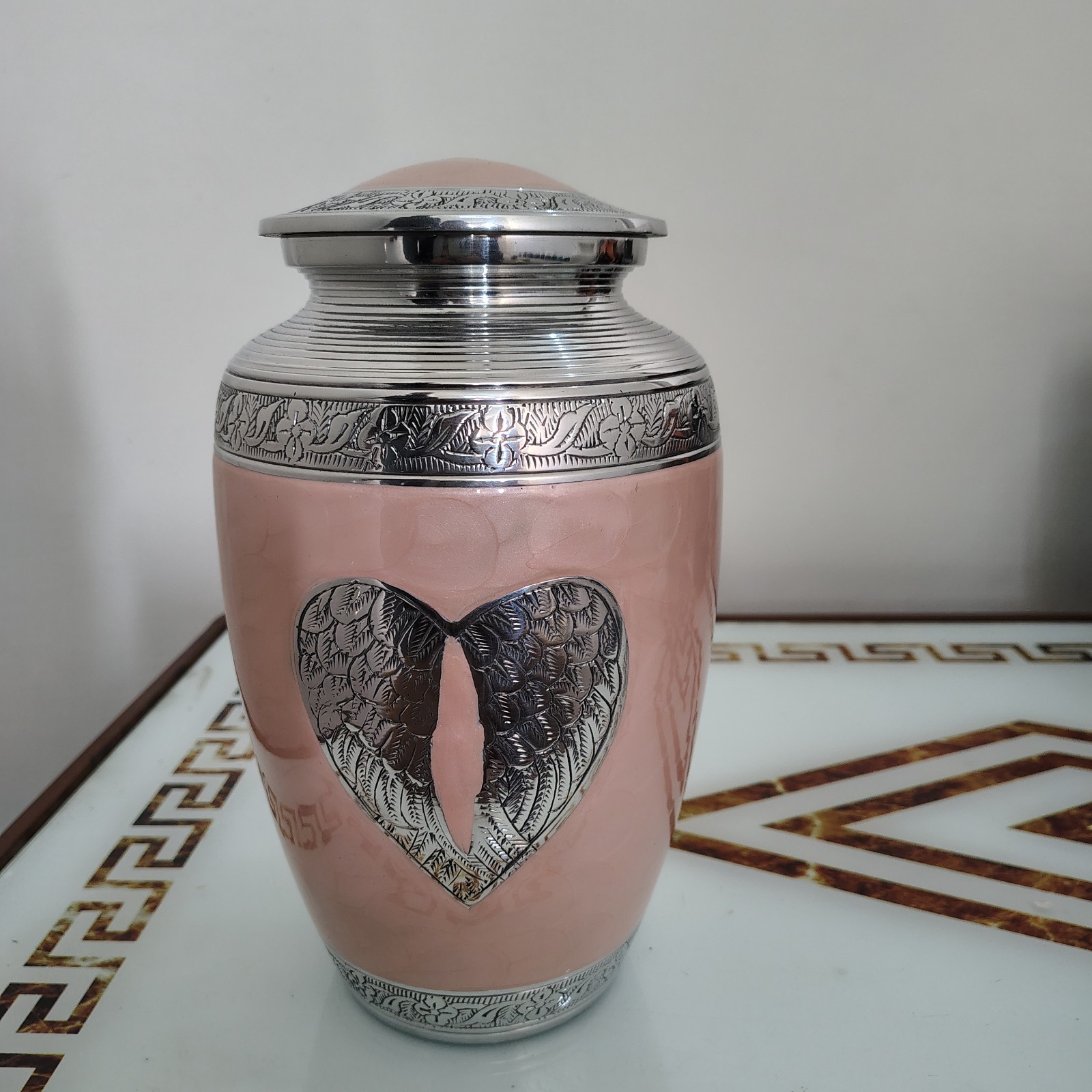Metal Urn Angel Wings Human Ashes Adult Cremation Urns in Velvet Bag 10 inch