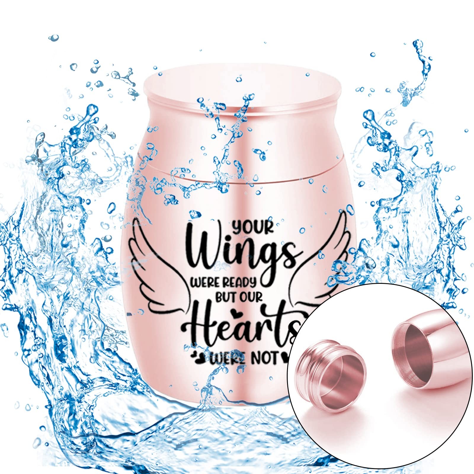 Small Cremation Keepsake Urns 1.57×1.18in, Black/Silver/Sky Blue/Rose Gold