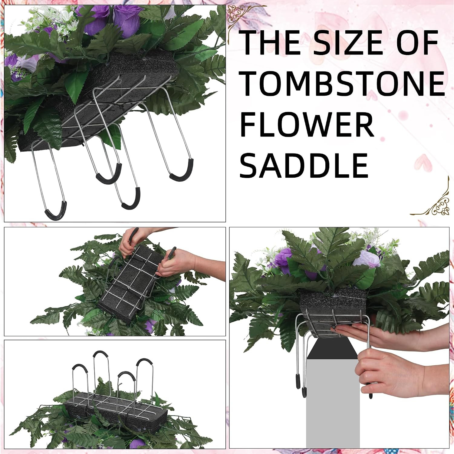 Artificial Cemetery Flowers for Grave,Large Headstone Flower Saddle Realistic