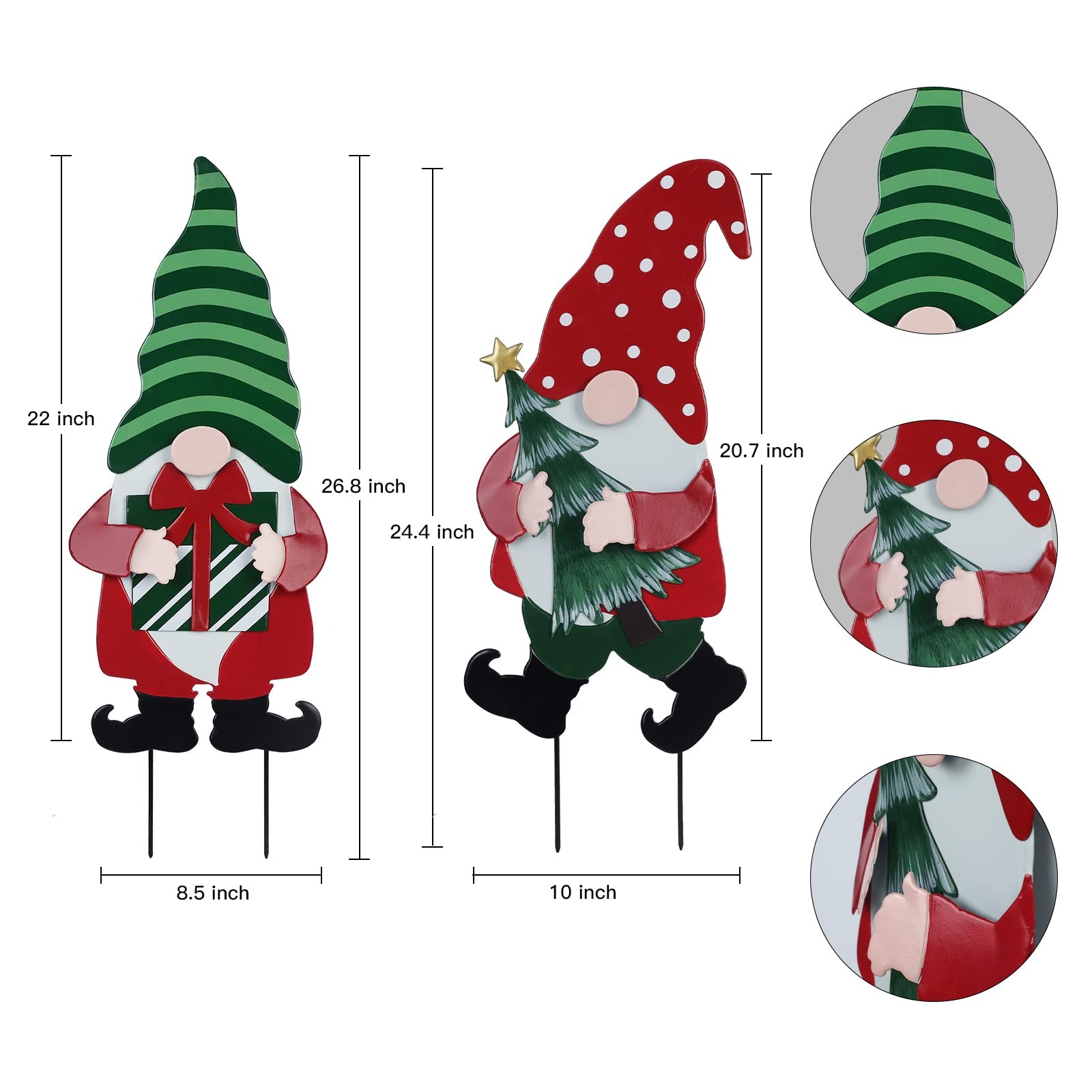 2 Pack Metal Gnomes Outdoor Christmas Decorations Yard Signs for Garden Lawn