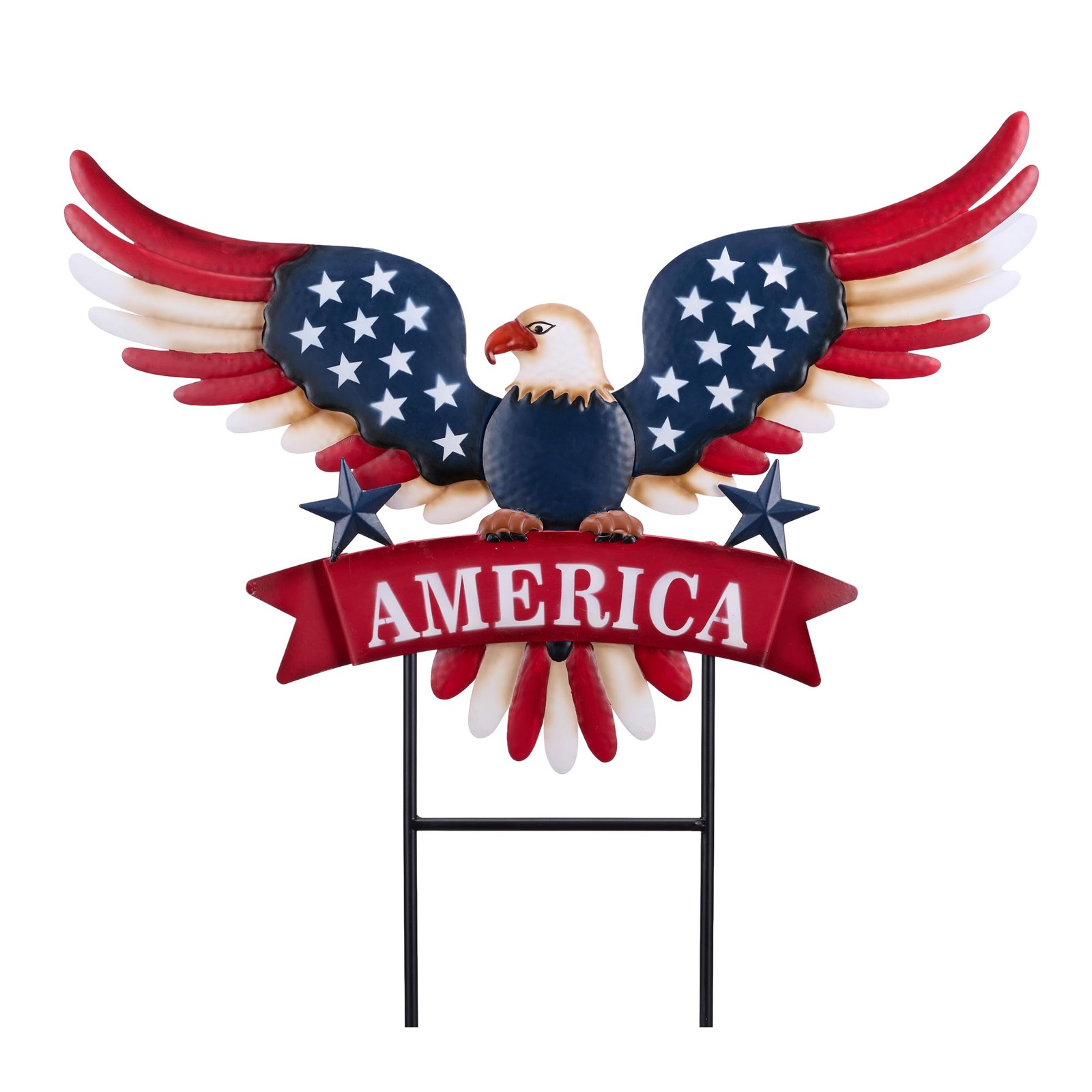 4th July Outdoor Patriotic Memorial Day Garden Decor Eagle Metal Yard Art Sign