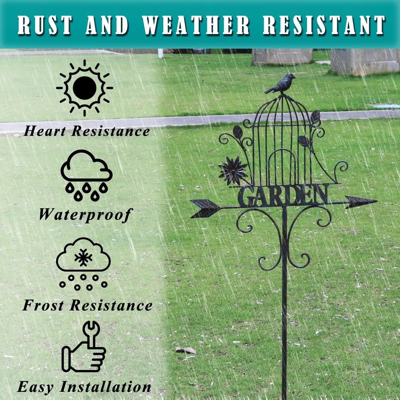 Metal Garden Stakes for Outdoor Lawn, Backyard, and Pathway Decor