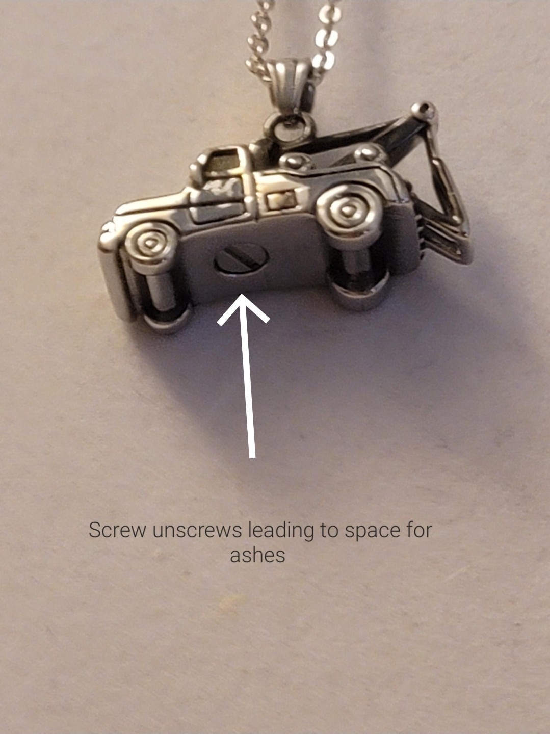 Silver Tow Truck Cremation Urn Necklace, Tow Truck Urn, Urn Necklace