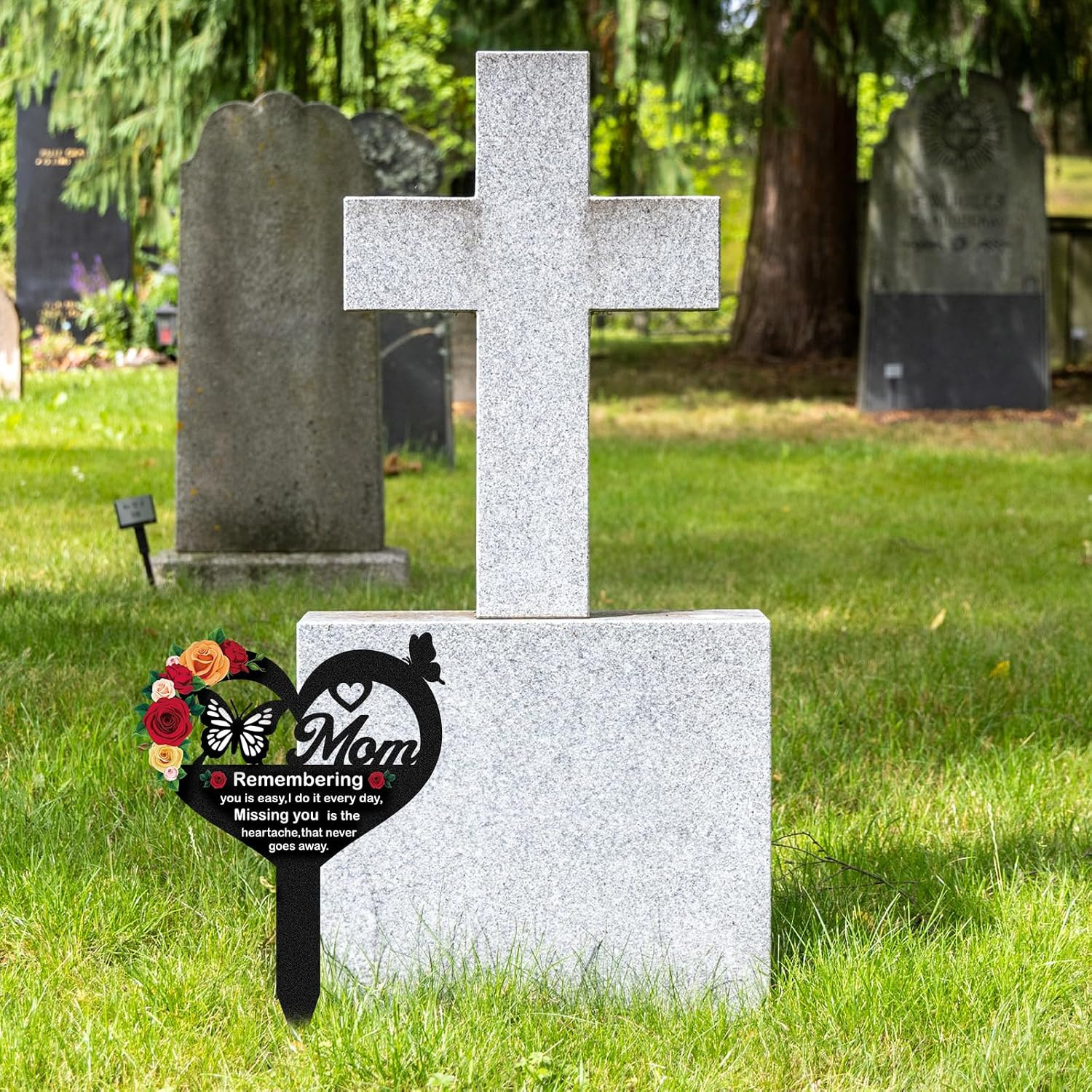 Grave Markers for Cemetery for Humans – Memorial Mom Metal Butterfly Graves Stak