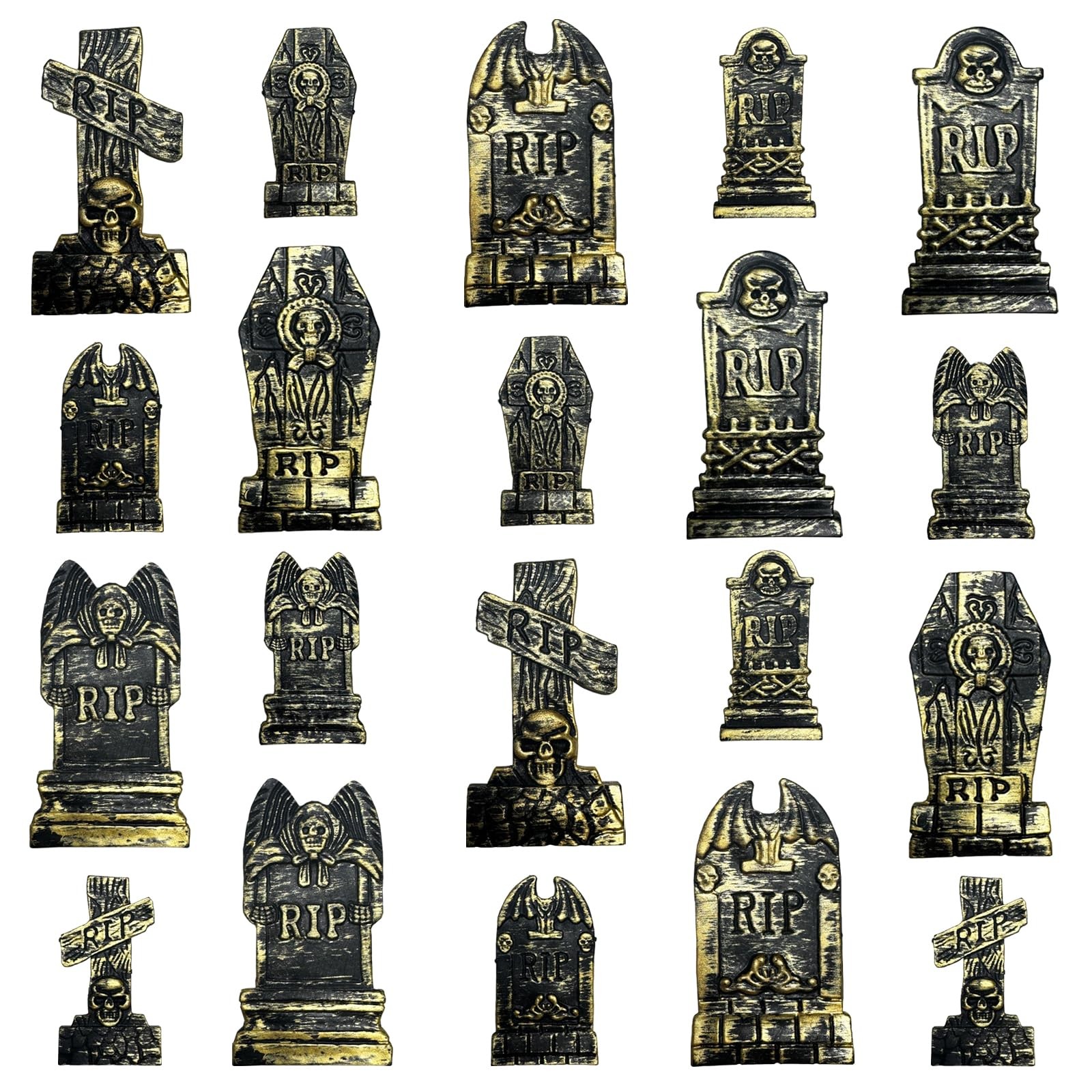 20PCS Halloween Mini Tombstones Figurines Graveyard Scene Decorations DIY Crafts